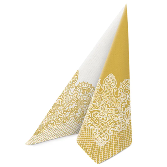 Termék főképe Ubrousky PAW AIRLAID 40x40 cm Reverse ROAYL LACE gold-white [50 ks]