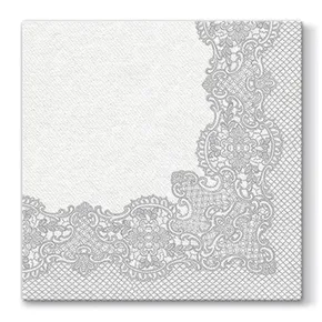 PAW AIRLAID L szalvéta 40 × 40 cm Royal Lace Silver [50 db]