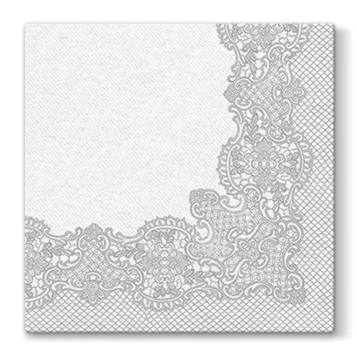 Termék főképe Ubrousky PAW AIRLAID L 40x40cm Royal Lace Silver [50 ks]