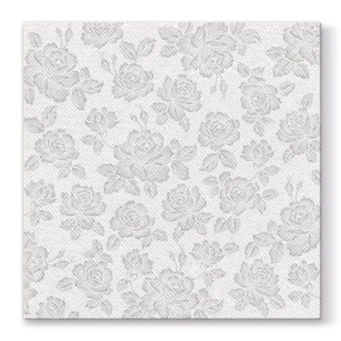 Termék főképe Ubrousky PAW AIRLAID L 40x40cm Subtle Roses Silver [50 ks]