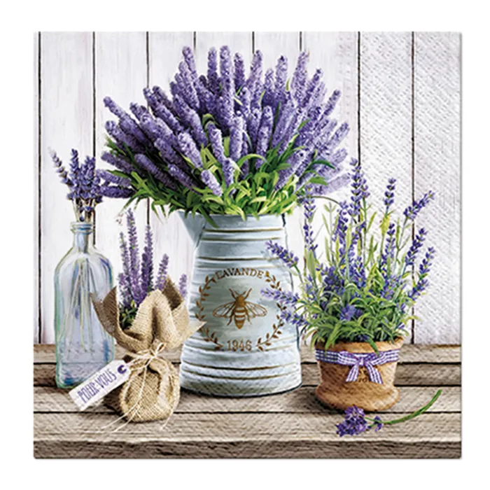 Termék főképe Ubrousky PAW L 25x25cm 3 vrst. Lavender in Bucket [20 ks]