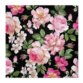 Szalvéta PAW L 33x33cm 3 réteg Roses Glory black [20 db]