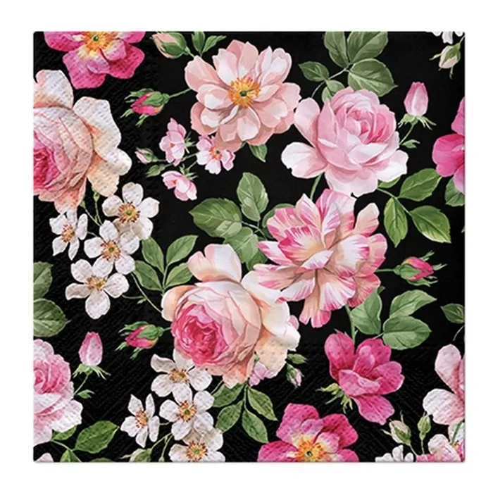 Termék főképe Ubrousky PAW L 33x33cm 3 vrst. Roses Glory black [20 ks]