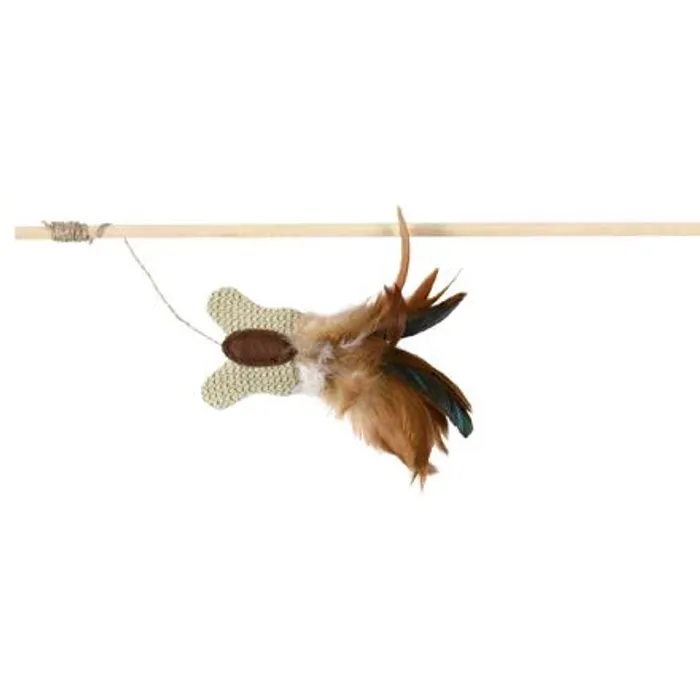 Termék főképe Udička s jutovým motýlkem s peřím a catnipem 45 cm
