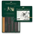 Faber-Castell Pitt Monochrome Charcoal bádogdoboz, 24 db