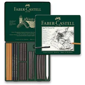 Faber-Castell Pitt Monochrome Charcoal bádogdoboz, 24 db