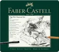 Faber-Castell Pitt Monochrome Charcoal bádogdoboz, 24 db