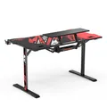 ULTRADESK játékasztal ATOMIC, 139x74cm, 76cm, fejhallgató, ital és játékfelszerelés tartóval