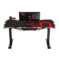 ULTRADESK Gaming asztal FORCE - piros, 166x70 cm, 76,5 cm, XXL egérpaddal, tartóval