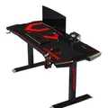 ULTRADESK Gaming asztal FORCE - piros, 166x70 cm, 76,5 cm, XXL egérpaddal, tartóval