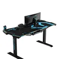 ULTRADESK Gaming asztal FORCE - kék, 166x70 cm, 76,5 cm, XXL egérpaddal, sl tartóval