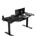 ULTRADESK Gaming asztal FORCE - szürke, 166x70 cm, 76,5 cm, XXL egérpaddal, slu tartóval