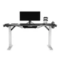 ULTRADESK játékasztal FORCE SNOW - fehér, 166x70 cm, 76,5 cm, XXL egérpaddal, tartható