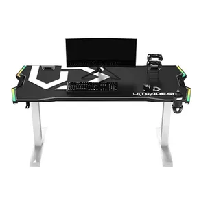 ULTRADESK játékasztal FORCE SNOW - fehér, 166x70 cm, 76,5 cm, XXL egérpaddal, tartható