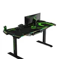 ULTRADESK játékasztal FORCE - zöld, 166x70 cm, 76,5 cm, XXL egérpaddal, tartóval