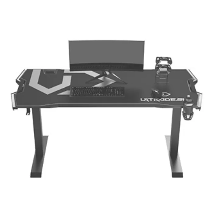 Termék főképe ULTRADESK Herní stůl FORCE - zelený, 166x70 cm, 76.5 cm, s XXL podložkou pod myš, držák s