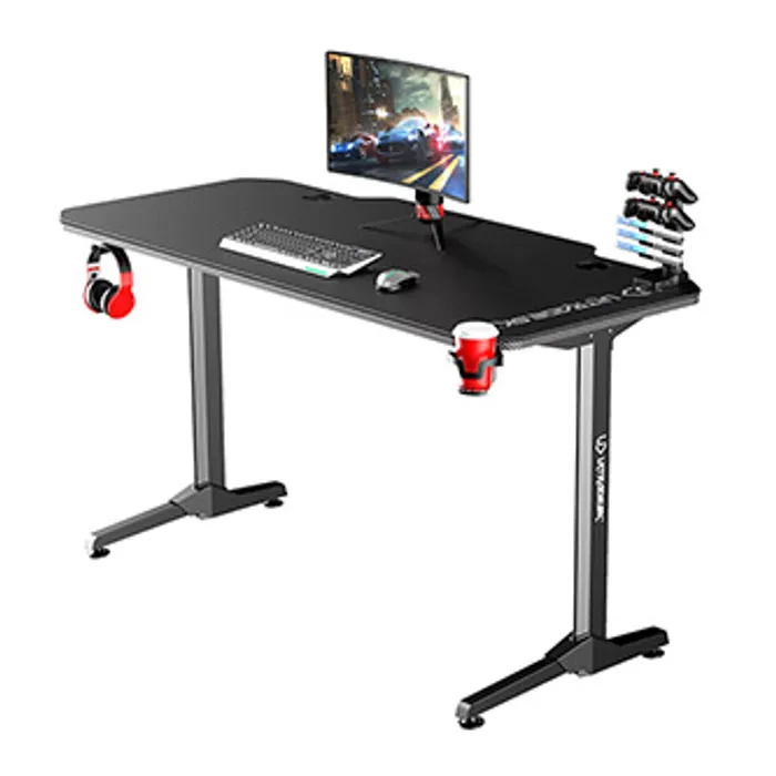 Termék főképe ULTRADESK Herní stůl FRAG - BLACK, 140x66 cm, 76 cm, s XXL podložkou pod myš, s ultradesk