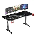 ULTRADESK Játékasztal FRAG XXL FEKETE, 160 x 75 cm, 75 cm, ital és fejhallgató tartó, állvány