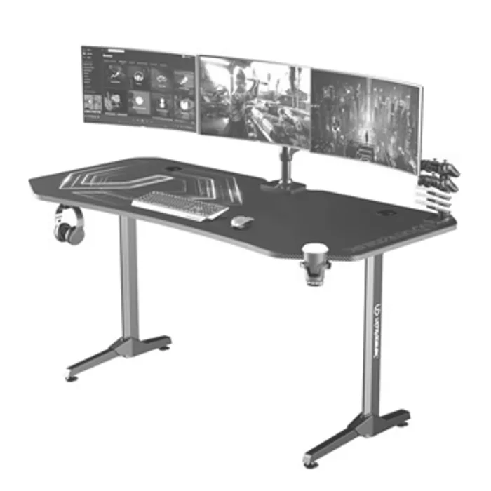 Termék főképe ULTRADESK Herní stůl FRAG XXL BLACK, 160 x 75 cm, 75 cm, držák nápojů a sluchátek, stojan