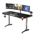 ULTRADESK Játékasztal FRAG XXL FEKETE, 160 x 75 cm, 75 cm, ital és fejhallgató tartó, állvány