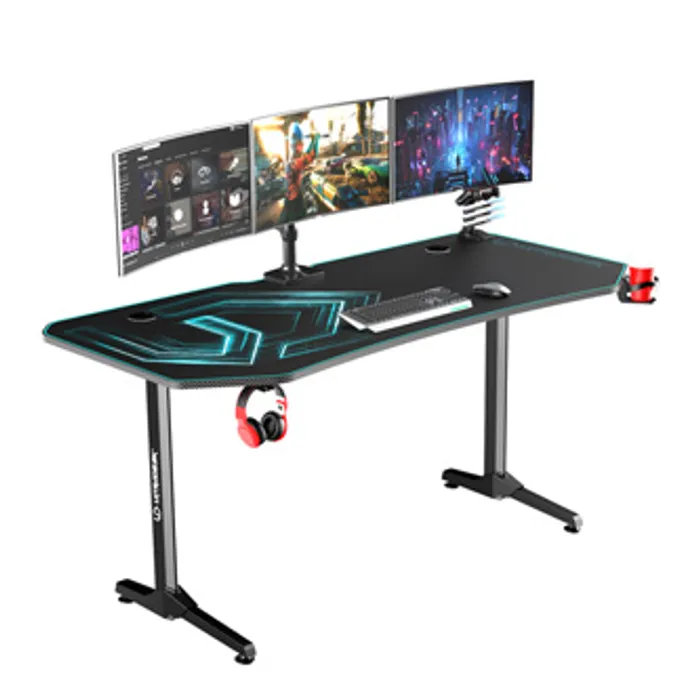 Termék főképe ULTRADESK Herní stůl FRAG XXL BLUE, 160 x 75 cm, 75 cm, držák nápojů a sluchátek, stojan