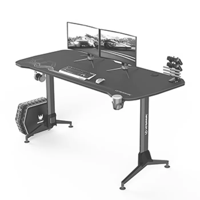 Termék főképe ULTRADESK Herní stůl GRAND BLACK, 160x70 cm, 70-80 cm, 3 úrovně výšky, s XXL podložkou po