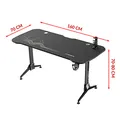 ULTRADESK játékasztal GRAND BLACK, 160x70 cm, 70-80 cm, 3 magassági szint, XXL szőnyeggel