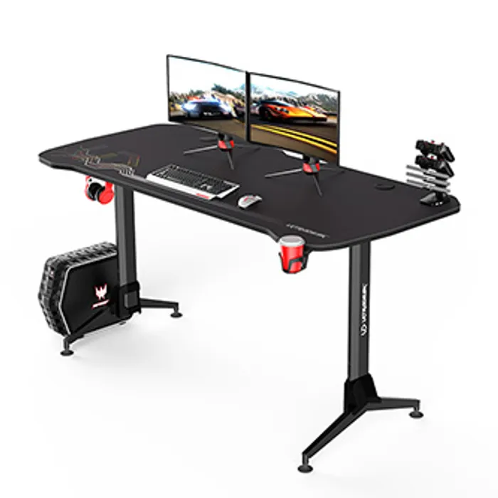 Termék főképe ULTRADESK Herní stůl GRAND BLACK, 160x70 cm, 70-80 cm, 3 úrovně výšky, s XXL podložkou po