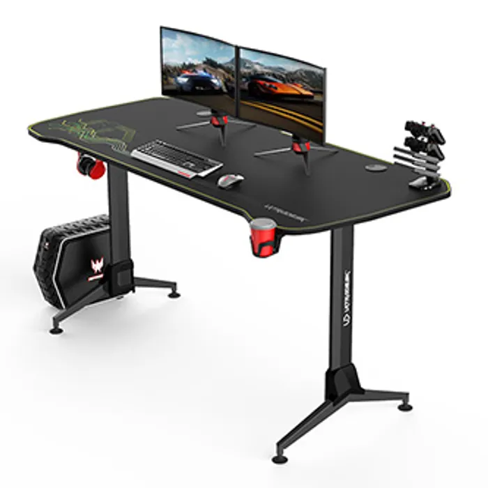 Termék főképe ULTRADESK Herní stůl GRAND YELLOW-GREEN, 160x70 cm, 70-80 cm, 3 úrovně výšky, s XXL podlo