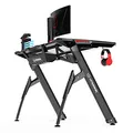 ULTRADESK Herní stůl INVADER - BLACK, 120x64 cm, 75 cm, podsvícený, s XL podložkou pod my