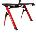 ULTRADESK játékasztal INVADER - PIROS, 120x64 cm, 75 cm, háttérvilágítással, XL egérpaddal,