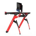 ULTRADESK játékasztal INVADER - PIROS, 120x64 cm, 75 cm, háttérvilágítással, XL egérpaddal,