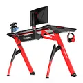 ULTRADESK játékasztal INVADER - PIROS, 120x64 cm, 75 cm, háttérvilágítással, XL egérpaddal,