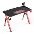 ULTRADESK játékasztal INVADER - PIROS, 120x64 cm, 75 cm, háttérvilágítással, XL egérpaddal,
