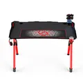 ULTRADESK játékasztal INVADER - PIROS, 120x64 cm, 75 cm, háttérvilágítással, XL egérpaddal,