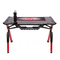 ULTRADESK játékasztal INVADER - PIROS, 120x64 cm, 75 cm, háttérvilágítással, XL egérpaddal,