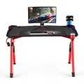 ULTRADESK játékasztal INVADER - PIROS, 120x64 cm, 75 cm, háttérvilágítással, XL egérpaddal,