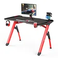 ULTRADESK játékasztal INVADER - PIROS, 120x64 cm, 75 cm, háttérvilágítással, XL egérpaddal,