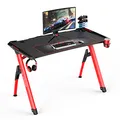 ULTRADESK játékasztal INVADER - PIROS, 120x64 cm, 75 cm, háttérvilágítással, XL egérpaddal,