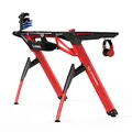 ULTRADESK játékasztal INVADER - PIROS, 120x64 cm, 75 cm, háttérvilágítással, XL egérpaddal,