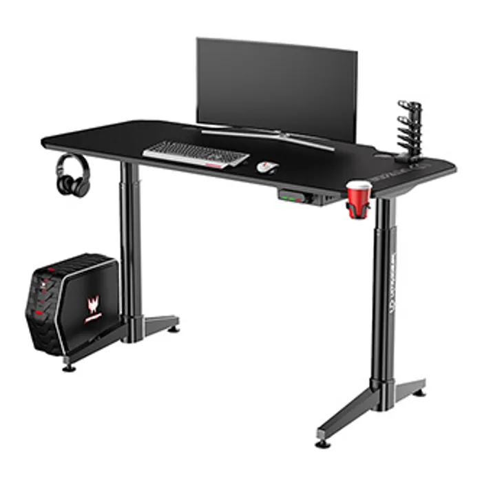 Termék főképe ULTRADESK Herní stůl LEVEL BLACK, 140x70cm, 72-124cm, elektricky nastavitelná výška, s XX