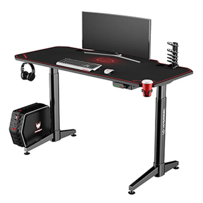 Termék főképe ULTRADESK Herní stůl LEVEL RED, 140x70cm, 72-124cm, elektricky nastavitelna výška, s XXL