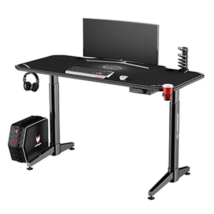 Termék főképe ULTRADESK Herní stůl LEVEL WHITE, 140x70cm, 72-124cm, elektricky nastavitelná výška, s XX