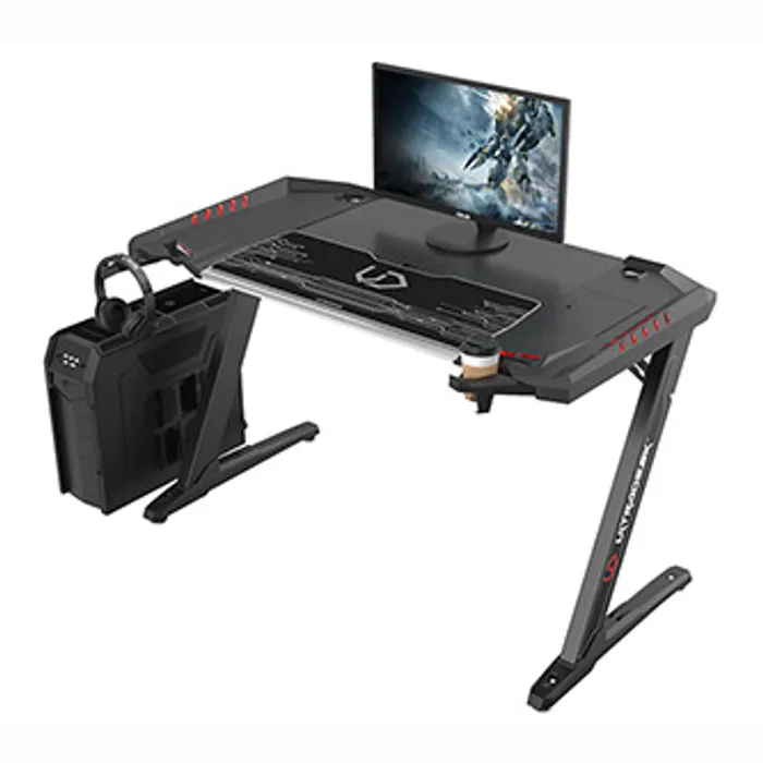Termék főképe ULTRADESK Herní stůl ROCKET BLACK, 128x68 cm, 78 cm, s XL podložkou pod myš, držák sluchá