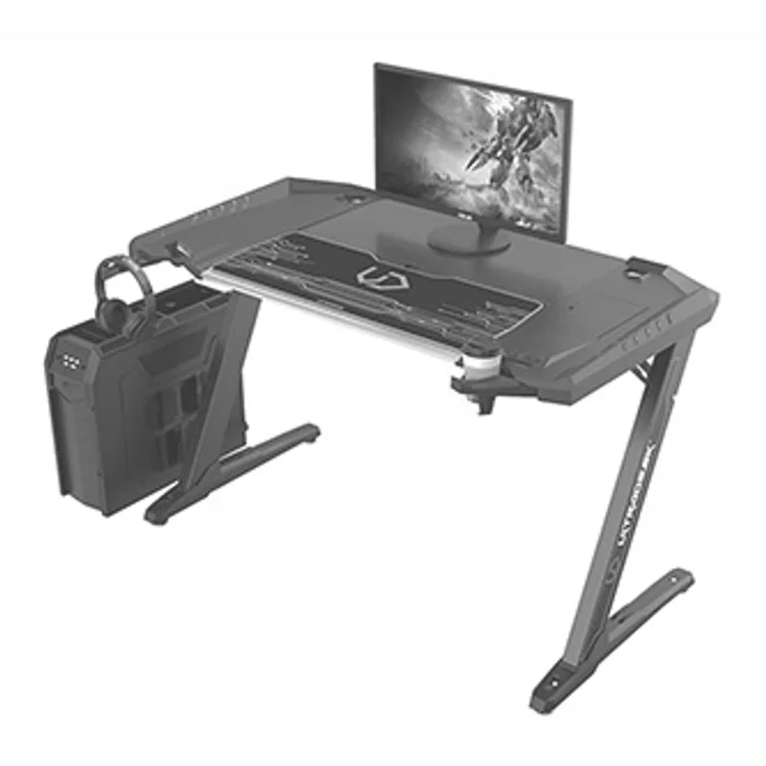 Termék főképe ULTRADESK Herní stůl ROCKET BLACK, 128x68 cm, 78 cm, s XL podložkou pod myš, držák sluchá