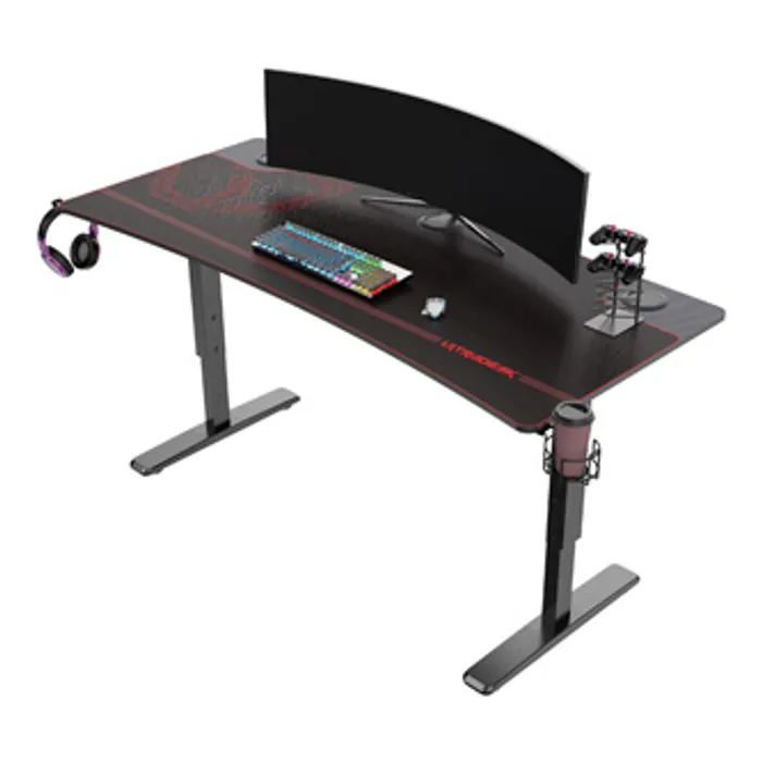 Termék főképe ULTRADESK Herní stůl Ultradesk CRUISER RED, 160x70 cm, 66-82 cm, držák sluchátek, 3 otvor