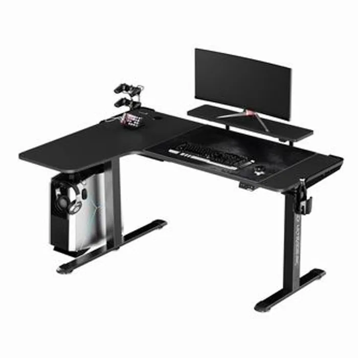 Termék főképe ULTRADESK Herní stůl WINGER - černý, 111x155x60 cm, 75-122 cm, elektricky nastavitelná vý