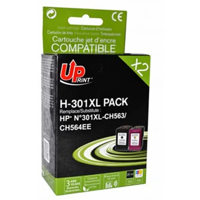 Termék főképe UPrint kompatibilní ink s CH563EE+CH564EE, HP 301XL, black+color, 20+21ml, H-301XL-PACK,