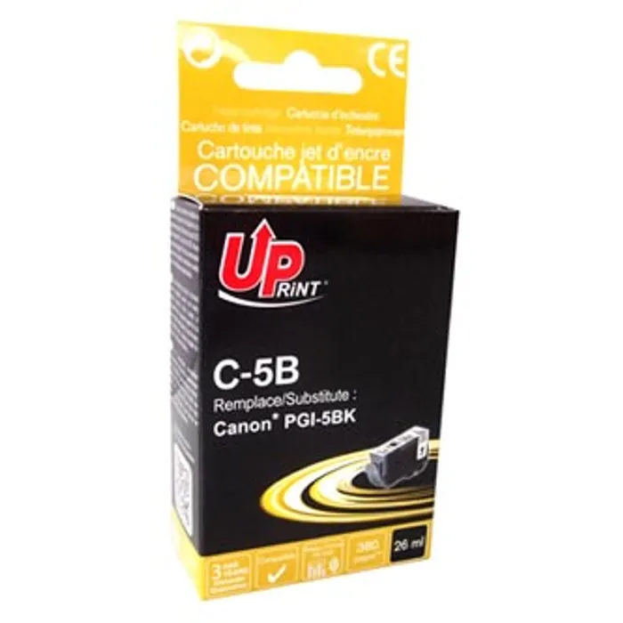 Termék főképe UPrint kompatibilní ink s PGI5BK, black, 380str., 26ml, C-5B, s čipem, pro Canon iP4200,