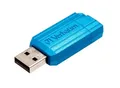 PinStripe USB flash meghajtó, karibik kék, 32 GB, USB 2.0, 10/4 MB/másodperc, VERBATIM